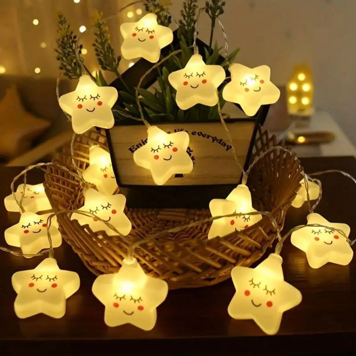 Star LED String Lights Battery Powered Decorative Decorations Zpaxo Stars 1.5M10LED