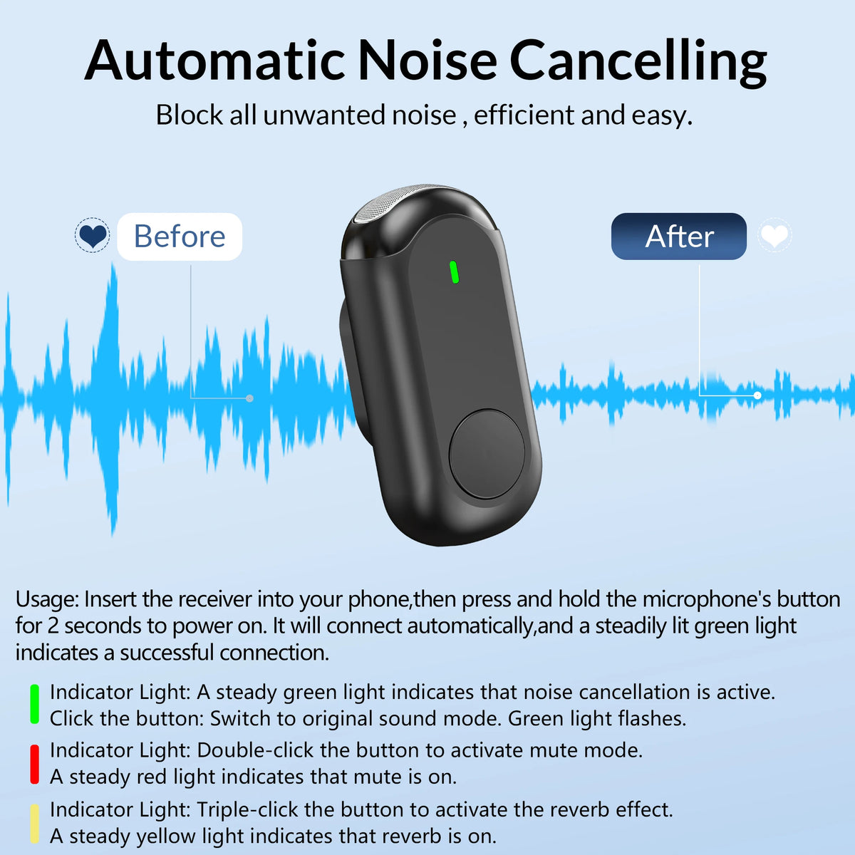 Wireless Lavalier Microphone for iPhone Android Type-C AI Noise Reduction Mini Clip Mic for Interview Meet Online Class Record Zpaxo
