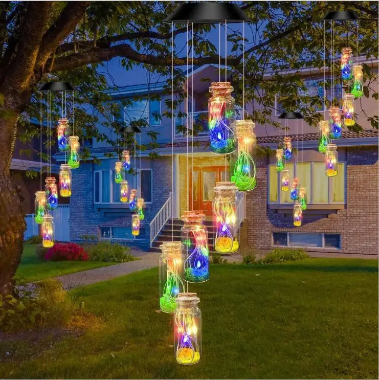 Solar Wind Chime Lights 6 Hummingbird Butterfly Wishing Bottle Zpaxo Wishing Bottle Black Shell China Mainland