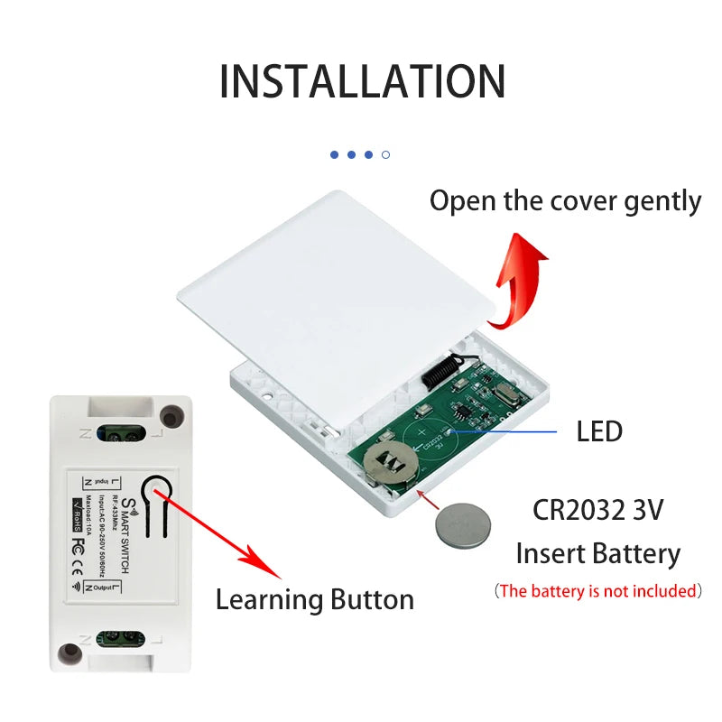 Smart Switch Light DIY Module Receiver 433 Mhz 86 Type Portable RF Wireless Relay Power Remote Control 220V Wall Panel Buttons Zpaxo