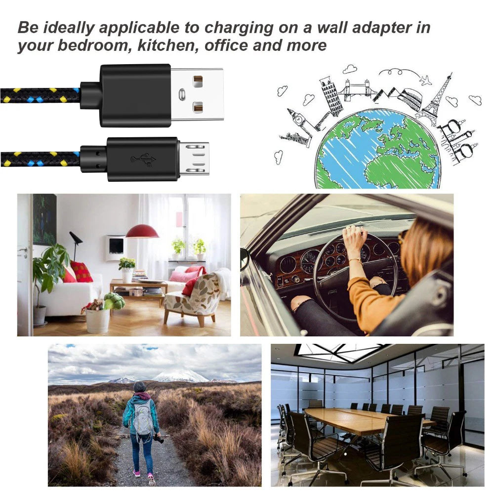 Micro USB Cable 1m Data Sync Charger Xiaomi Samsung Huawei Android Zpaxo