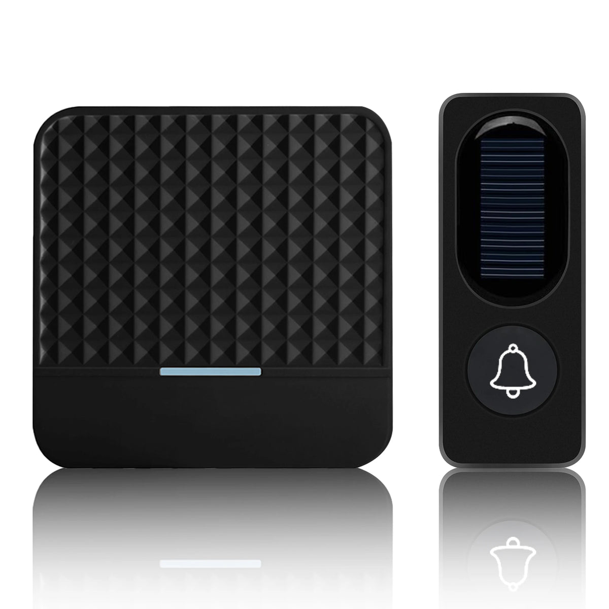 Wireless Solar Power Charging Doorbell Home Door Bell IP65 Waterproof 200-300M Bell Chime Outdoor Doorbell Zpaxo Black US