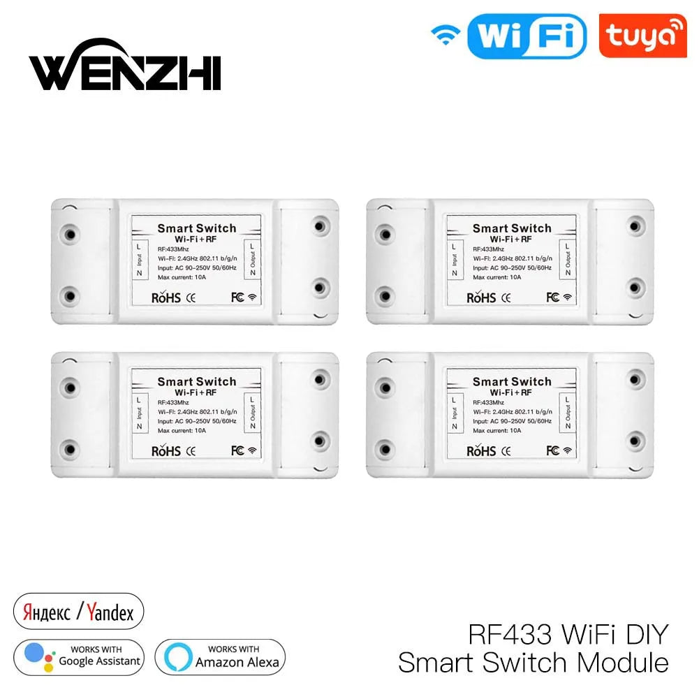 Wifi RF 433 Mhz Light Switch DIY Module For Wireless Remote Control Automation Relay Smart Life Tuya App With Alexa Google Home Zpaxo 4Pcs China Mainland