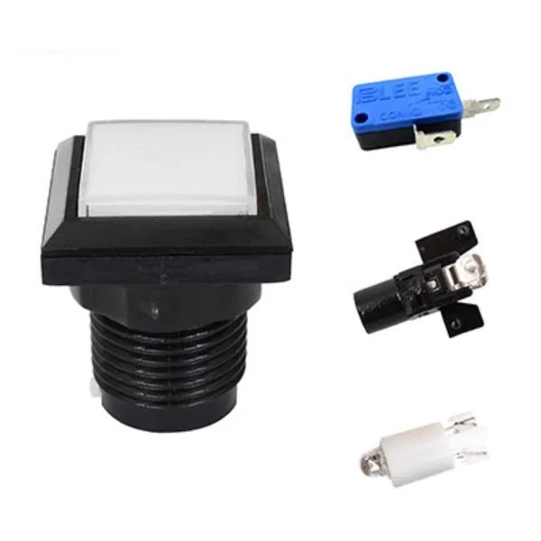 Arcade Square Push Buttons Illumilated 12V LED Light Built-in Zpaxo