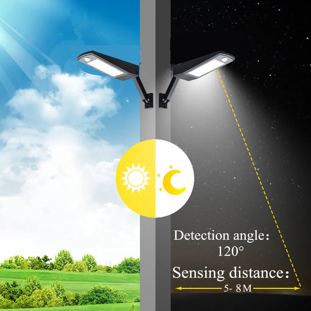 Upgraded Solar Panel Light Outdoor Waterproof Street Rotable Pole Zpaxo