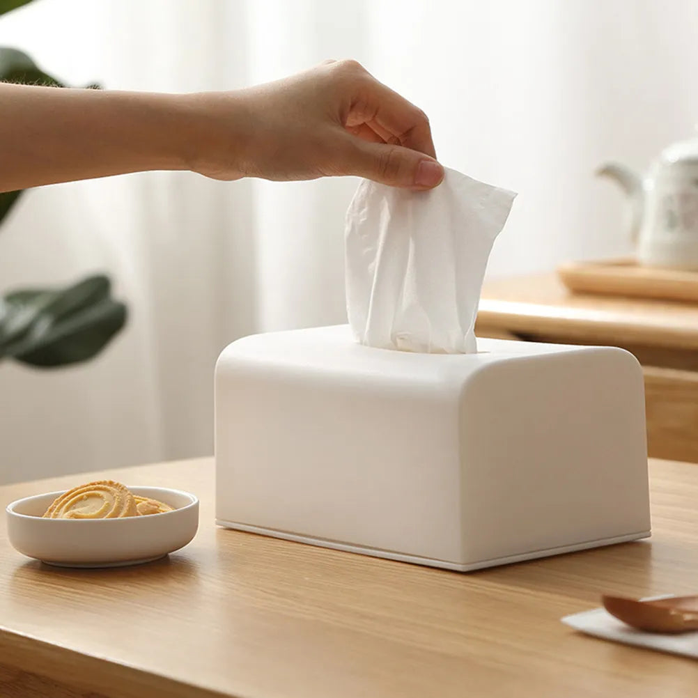 Large White Paper Storage Box Heavy Duty Plastic Tissue Case Elegant Zpaxo