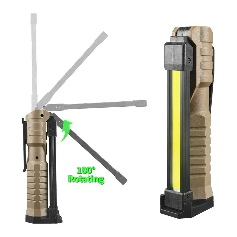 Folding COB XPE LED Work Light Handheld Flashlight Built-in Battery Zpaxo