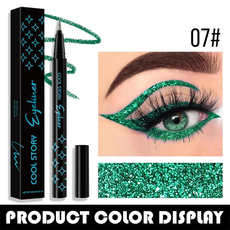 7Colors Glitter Eyeliner Long Lasting Eyeshadow Eyeliner Waterproof Liquid Eyeliner Non-smudge Holiday Parties Makeup Cosmetics Zpaxo 07