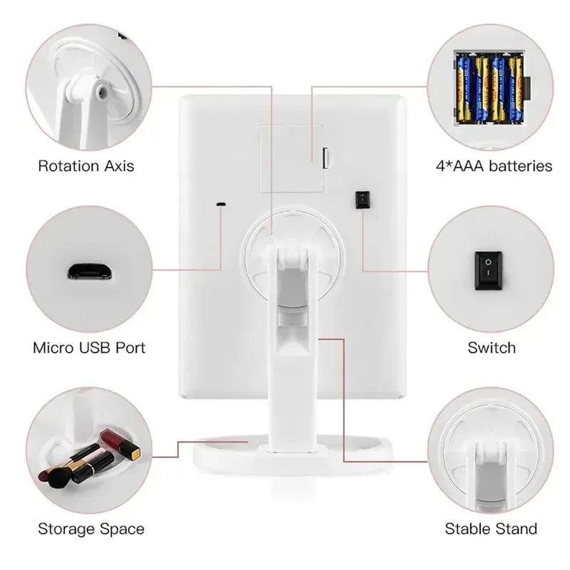 LED Vanity Makeup Mirror Touch Control Adjustable Lighting 1X 2X 3X Zpaxo