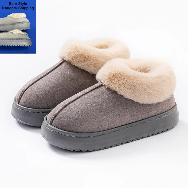 Winter Women Shoes Fashion Snow Boots Fluffy Plush Faux Fur Soft Zpaxo gray 44-45