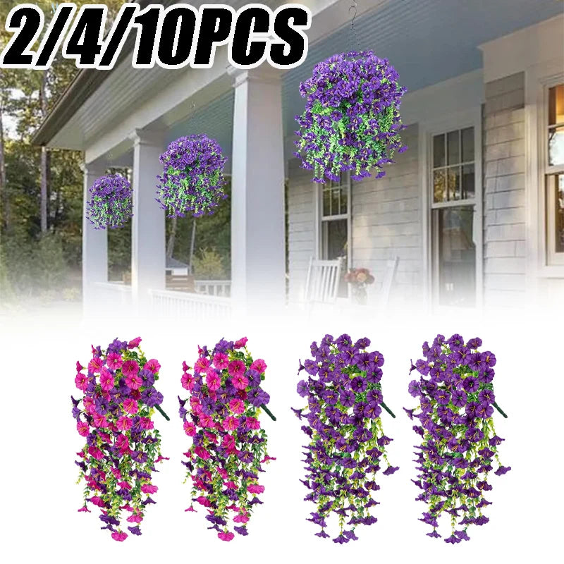 Artificial Hanging Flowers Plants Silk Morning Glory Eucalyptus Zpaxo