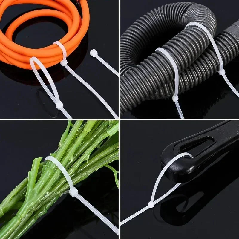 200/100Pcs Nylon Cable Ties Adjustable Self-locking Cord Ties Straps Fastening Loop Reusable Plastic Wire Ties For Home Office Zpaxo