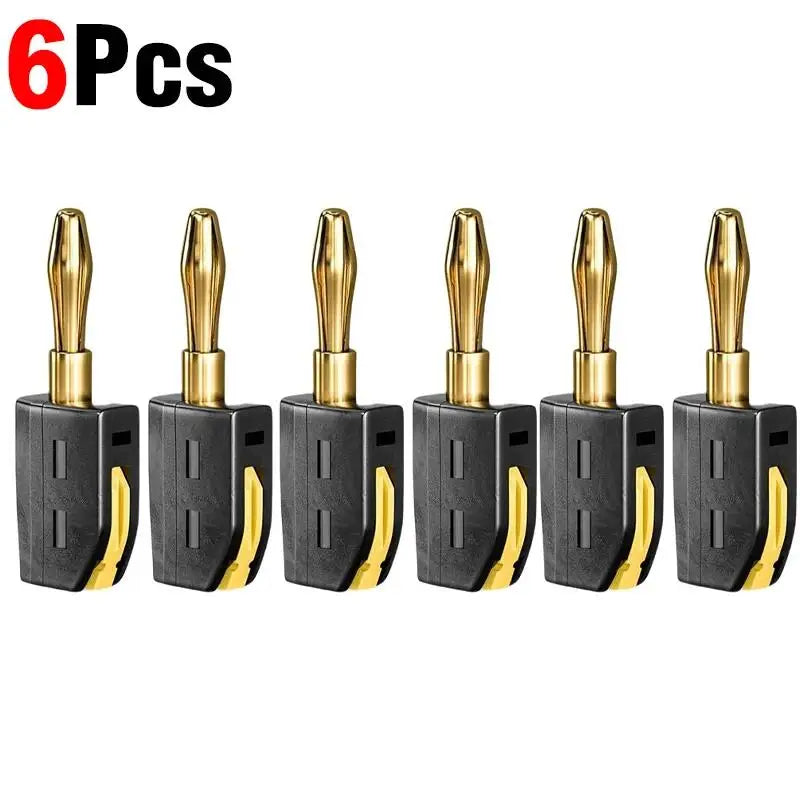 6Pcs 4mm Banana Plug High Current Self-Locking Quick Connect Gold-plated Banana Connector For 32A Electrical Test Power Testing Zpaxo 6pcs Black