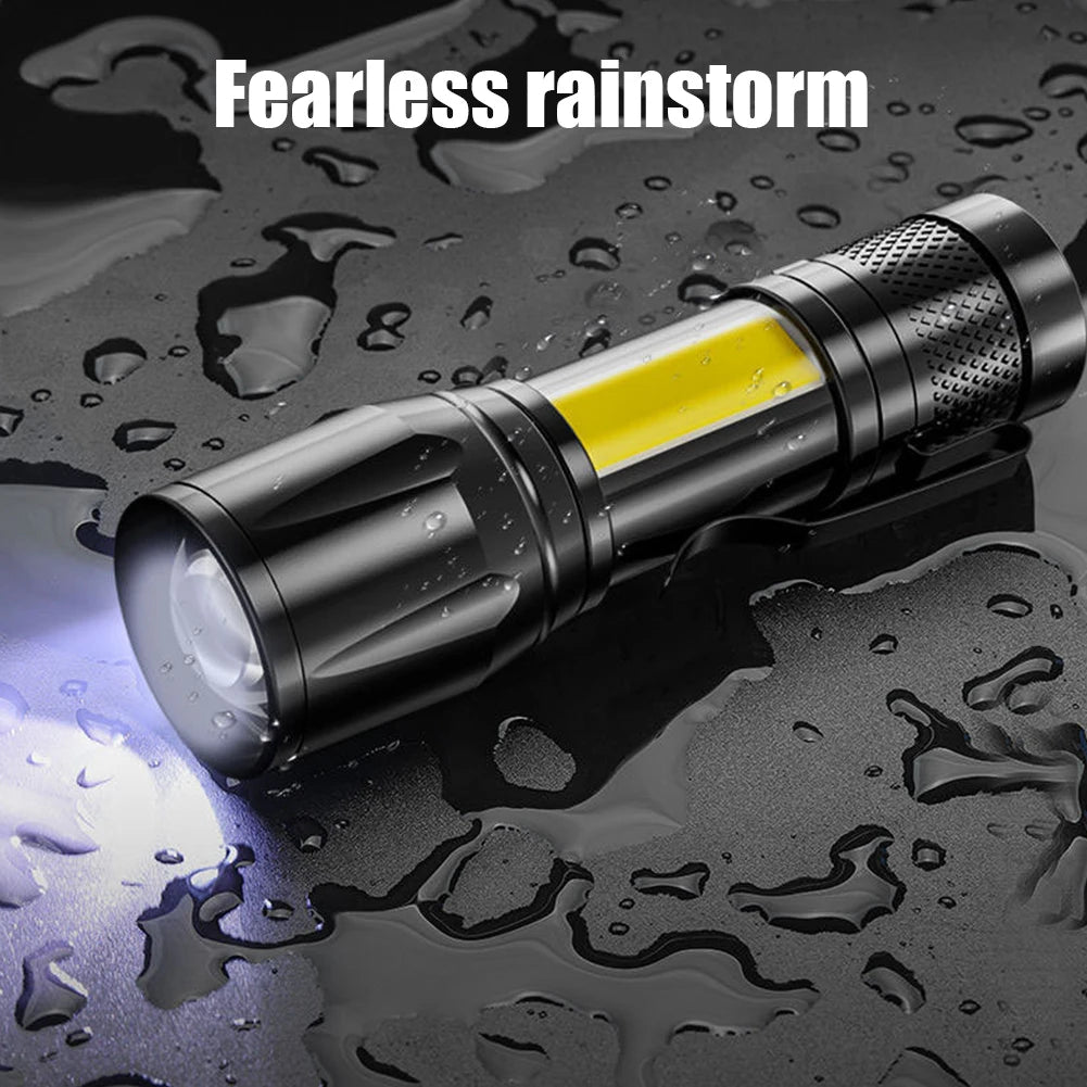 XPE+COB LED Flashlight USB Rechargeable Portable Telescopic Zoom Zpaxo