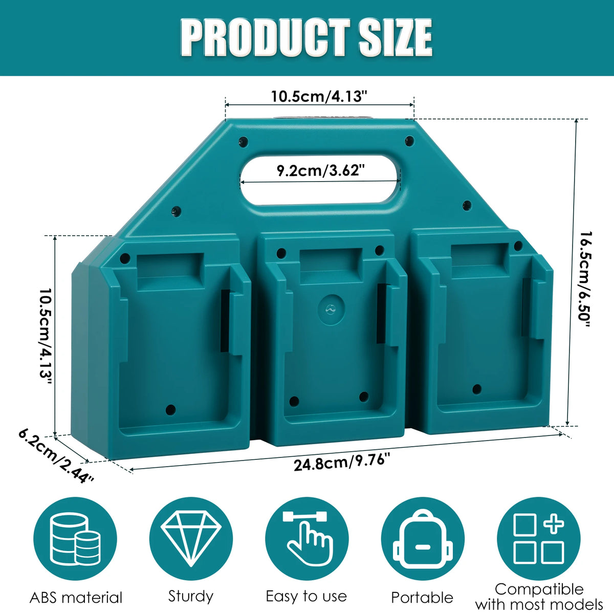 6/4 Slot Battery Storage Holder for Makita 18V/14.4V Fits BL18/BL14 Batteries Portable and Rugged Battery Organizer for Workben Zpaxo 6 Slot