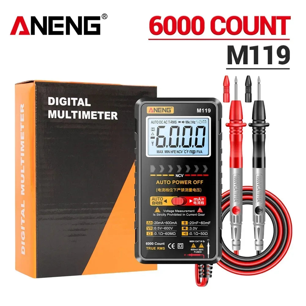 Digital Multimeter 6000 Transistor Capacitor Meterwith NCV Data Hold Zpaxo M119 Black with box