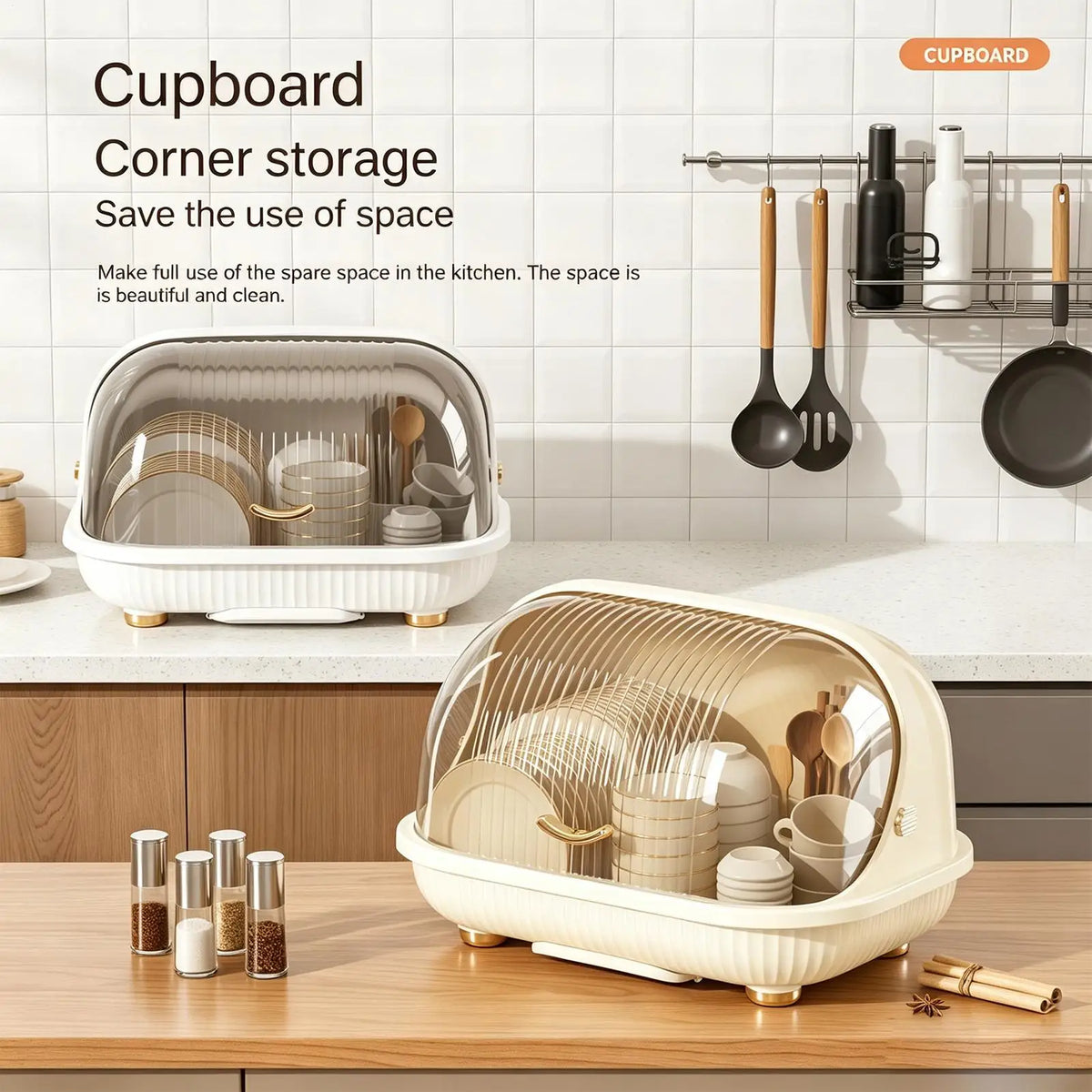 Dish Drying Rack Transparent Dust Prevention Kitchen Container Zpaxo