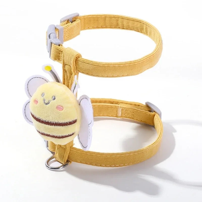 Cat Harness Leash Collar Adjustable Cartoon Bee Double Layer Dog Zpaxo