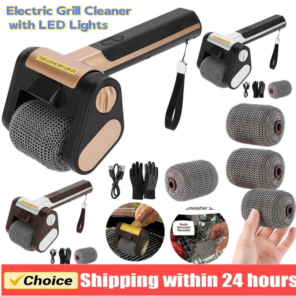 Electric Stainless Steel Roller Grill Cleaner Brush W Replaceable Zpaxo