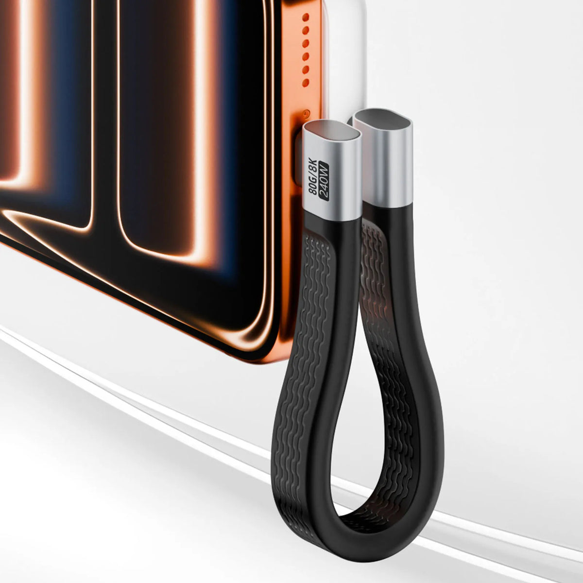 C Male Soft Flat Cable 240W 8K 60HZ USB4 Short Charging Line 80Gbps Zpaxo