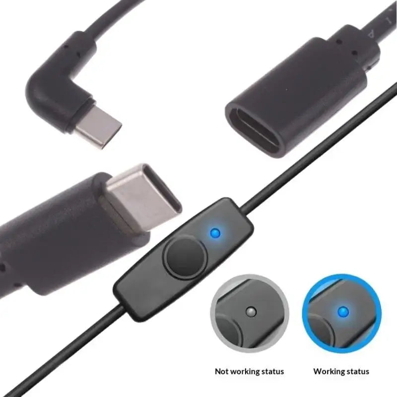 1 USB-C C Power Supply Cord 5V2A Short USB Extension Cable Off Switch Zpaxo