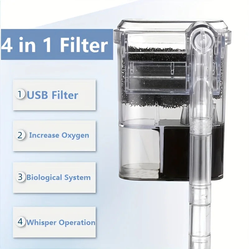 2 5W DC 5V Wall-hanging Filter Fish Tanks USB Plug Mini Aquarium Pump Zpaxo