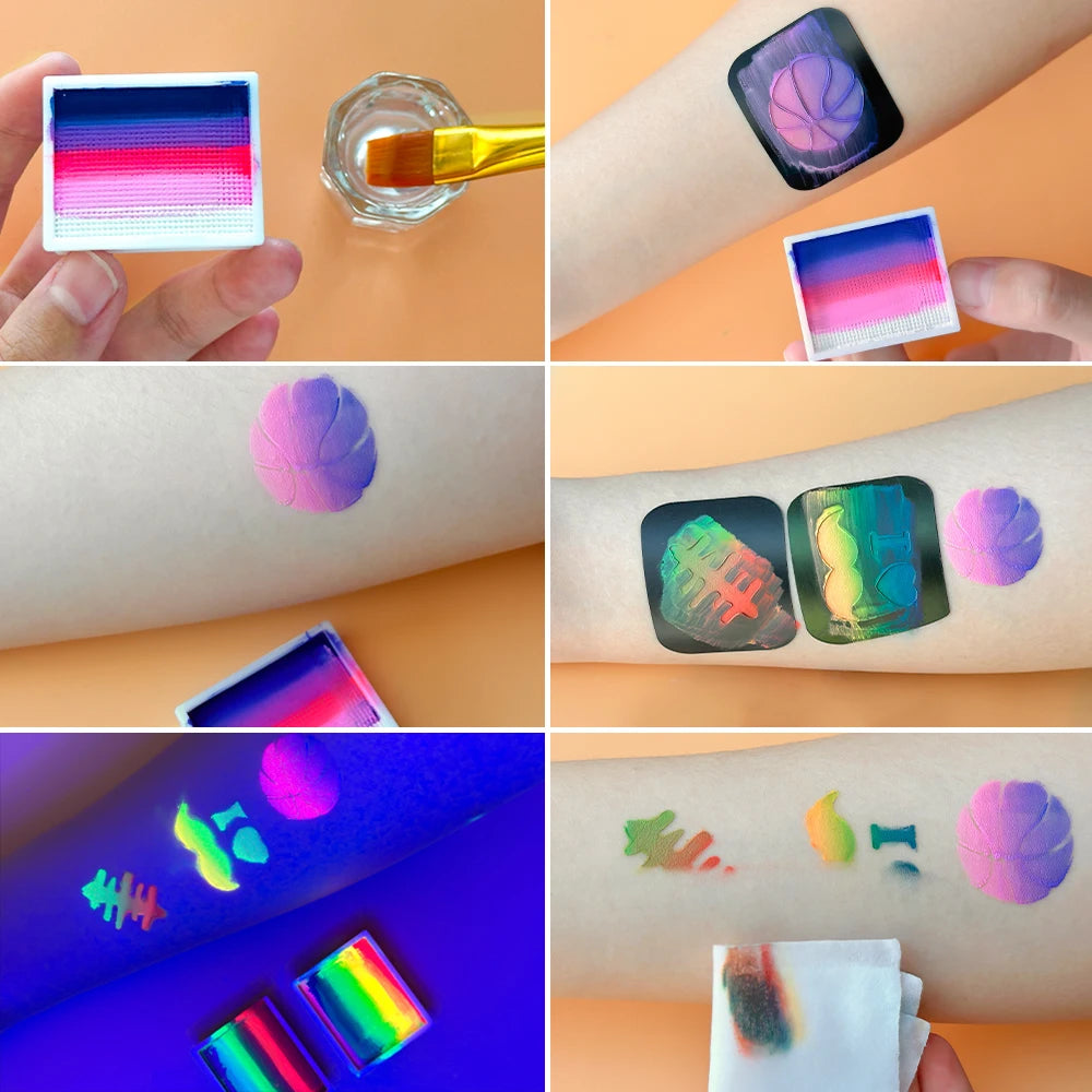 Rainbow Face Body Paint Makeup Water-soluble Painting Palette Zpaxo