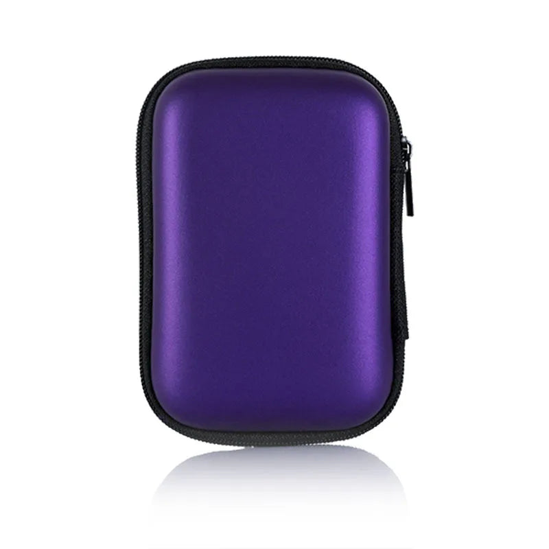 Portable PU Zipper Bag Hard Drive Protective Box HDD SSD USB Cable Zpaxo Purple