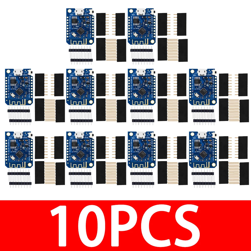 for Wemos D1 Mini V3.0.0 ESP8266 Development Board – WiFi IoT Module with CH340 USB, 4MB Flash for Arduino Zpaxo 10PCS