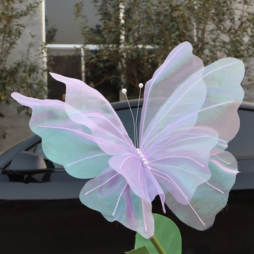 Giant Artificial Silk Peony Realistic Flowers Simulated Butterfly Zpaxo Purple Butterfly