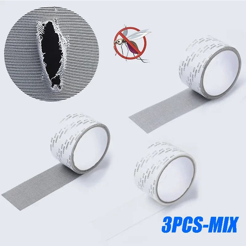 Window Screen Tape Anti-mosquito Screen Repair Subsidy Door Curtain Mosquito Net Hole Patch Repair Self-adhesive Screen Tape Zpaxo 3PCS-MIX