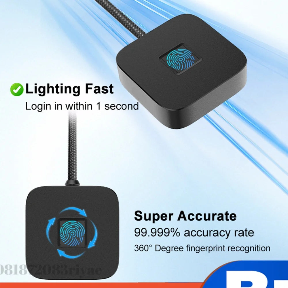 Windows Hello 10 11 Fingerprint Reader 5ft Cable Portable USB Logger Zpaxo