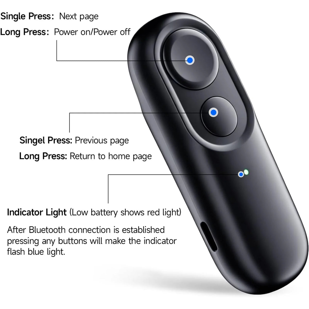 BT5 4 Remote Control Page Turner Rechargeable Reading Trigger Clicker Zpaxo