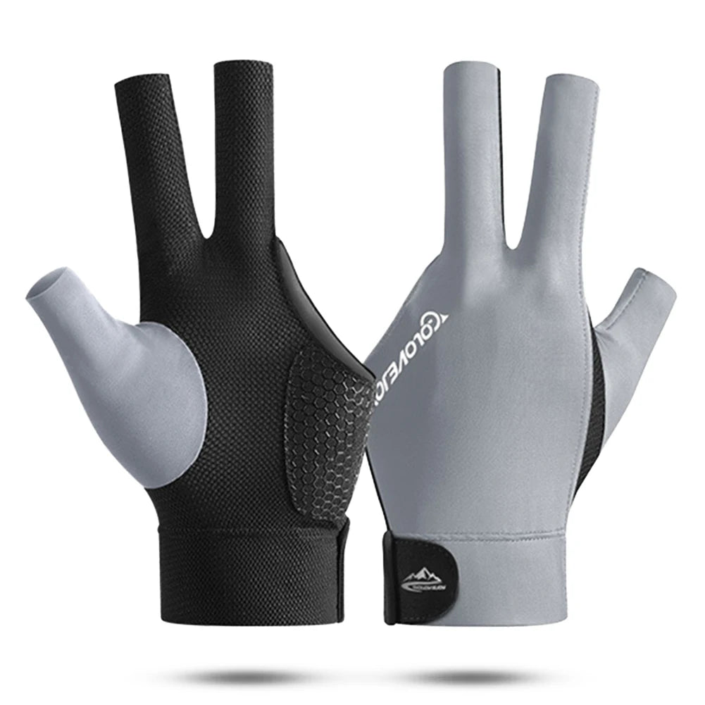 Open Finger Billiard Gloves Antiskid Polyester Snooker Billiards Zpaxo Grey