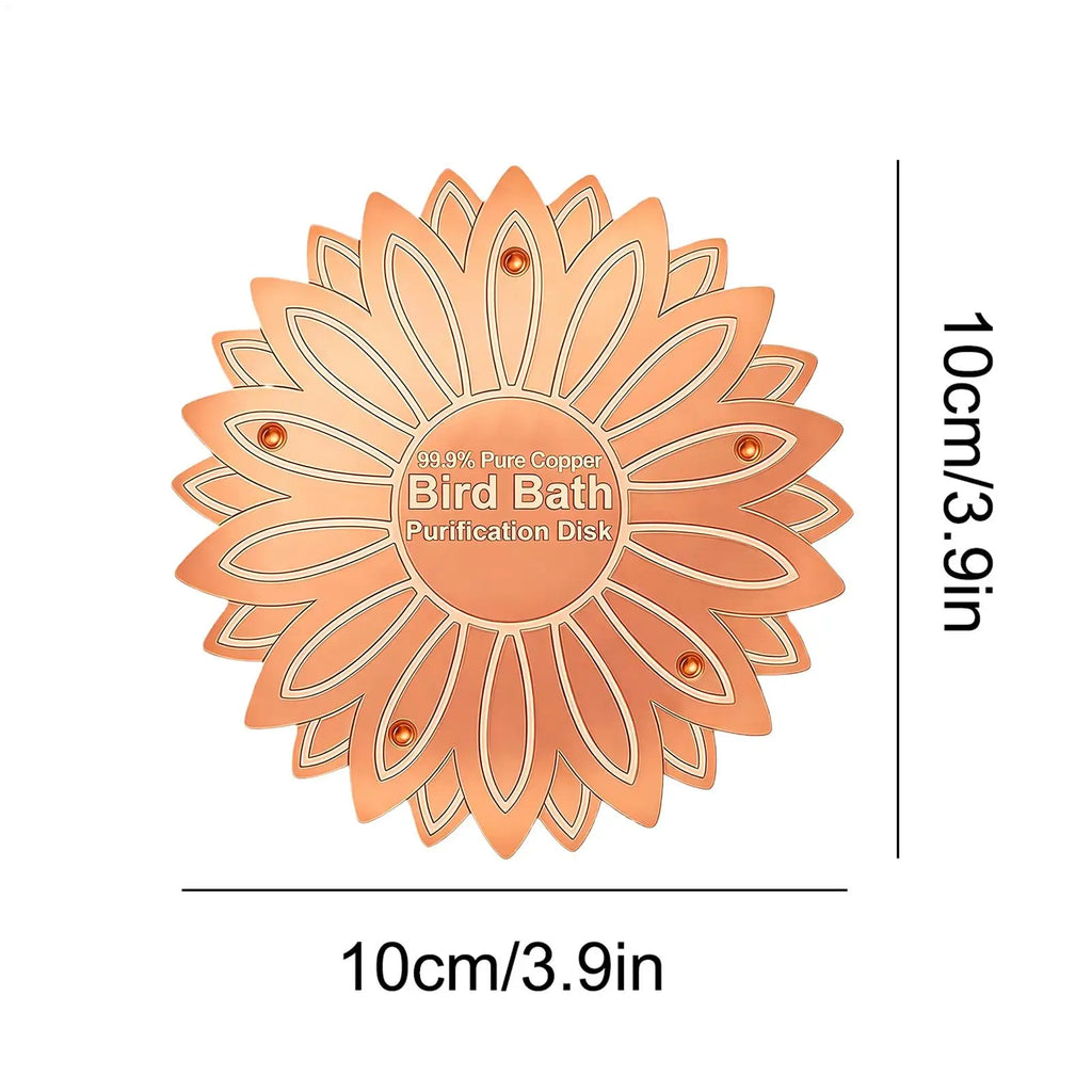 Bird Bath Copper Purification Panel Flower Shape Physical Safe Water Zpaxo