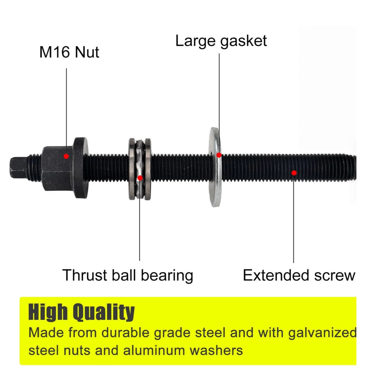 Vehicle Harmonic Balancer Installer Tool Threaded Rod Hex Nut Flat Zpaxo