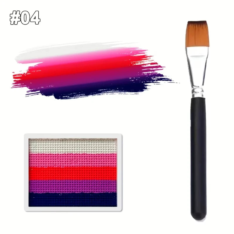Face Body Painting Makeup Brush Rainbow Split Cake Water Activated Zpaxo 04