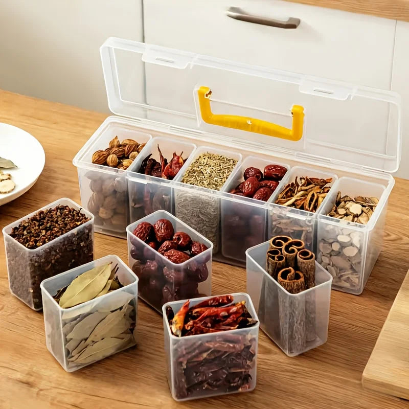 Spice Storage Containers Lids Stackable Divided Seasoning Box Zpaxo