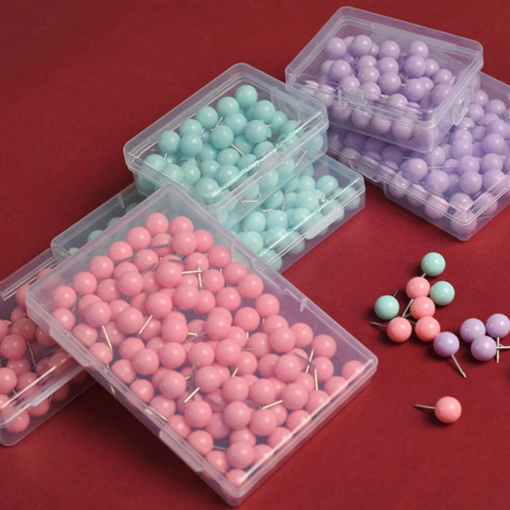Push Pins Map Tacks with Plastic Beads Head for Cork Board Multi-Color Map Pins for Travel Map Board Pins Bulletin Board Office Zpaxo