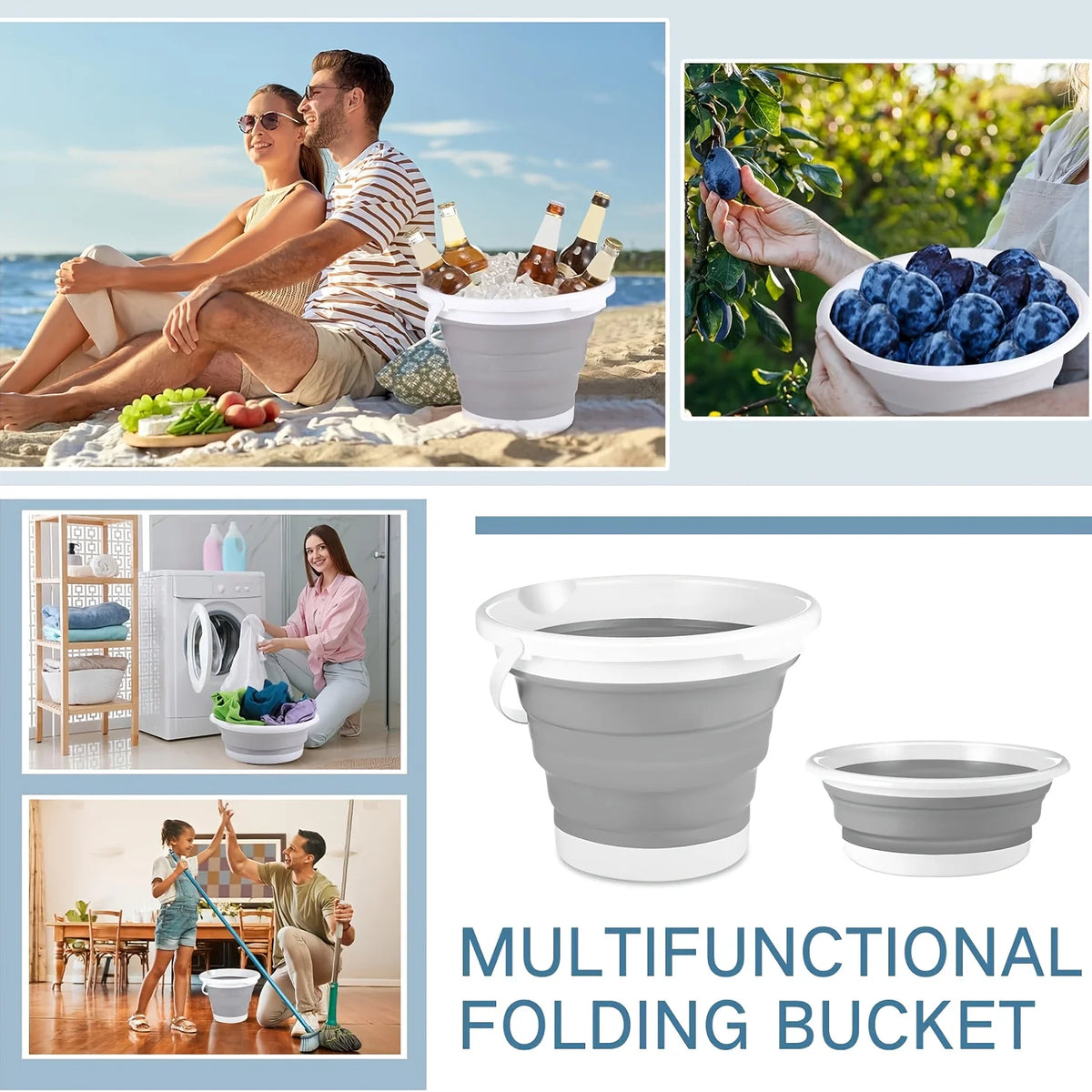 Collapsible Bucket Handle Portable Foldable Large Plastic Mop Outdoor Zpaxo