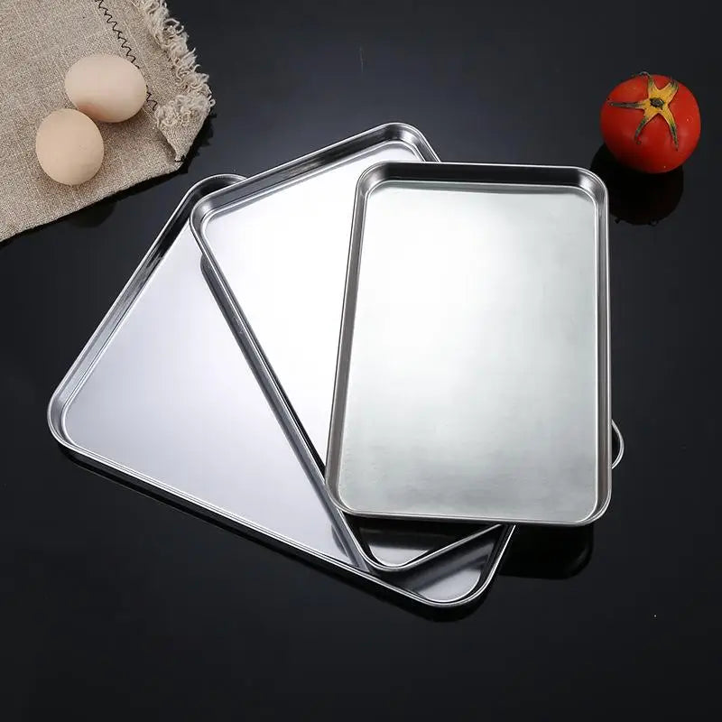 Stainless Steel Barbecue Noodle Storage Serving Trays Rectangle Zpaxo