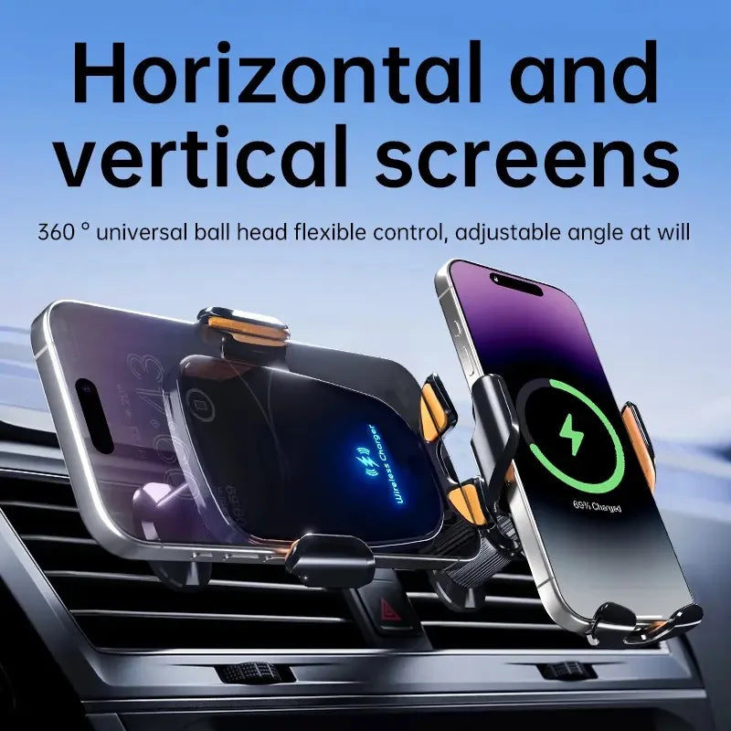 UYUXIO Manual Clamp Wireless Car Charger 15 Fast Charging Air Vent Zpaxo