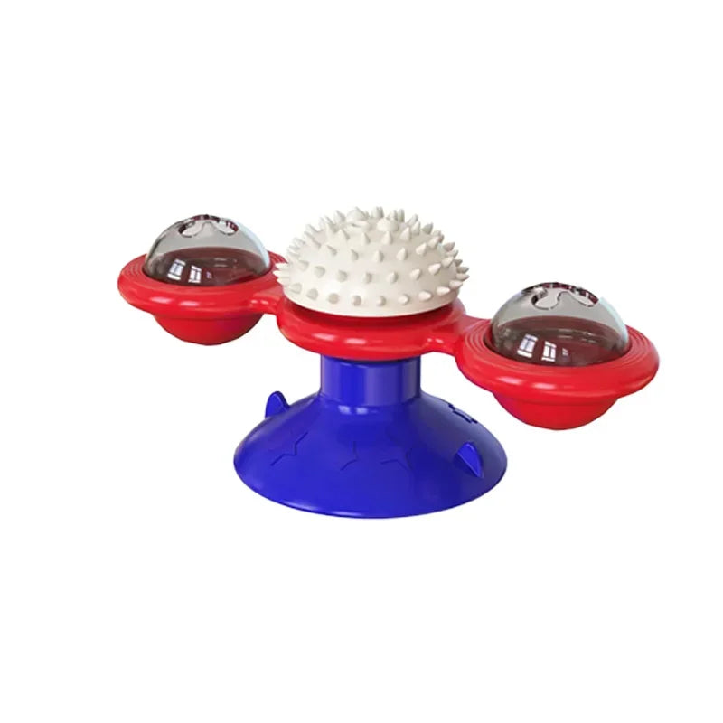Windmill Cat Toy Interactive Pet Toys Cats Puzzle Game Whirligig Zpaxo Red Blue