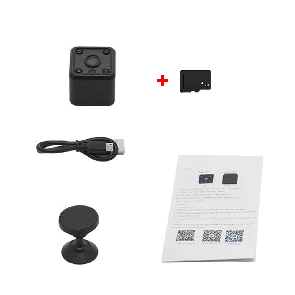 X6 Mini IP Cameras HD 1080P Wifi Sports Wireless Security Surveillance Built-in Battery Night Vision Smart Home Cameras Zpaxo Camera with 8G Card