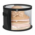 Hat Storage Box Non-woven Clear Bucket Foldable Travel Zipper Clothes Zpaxo Black