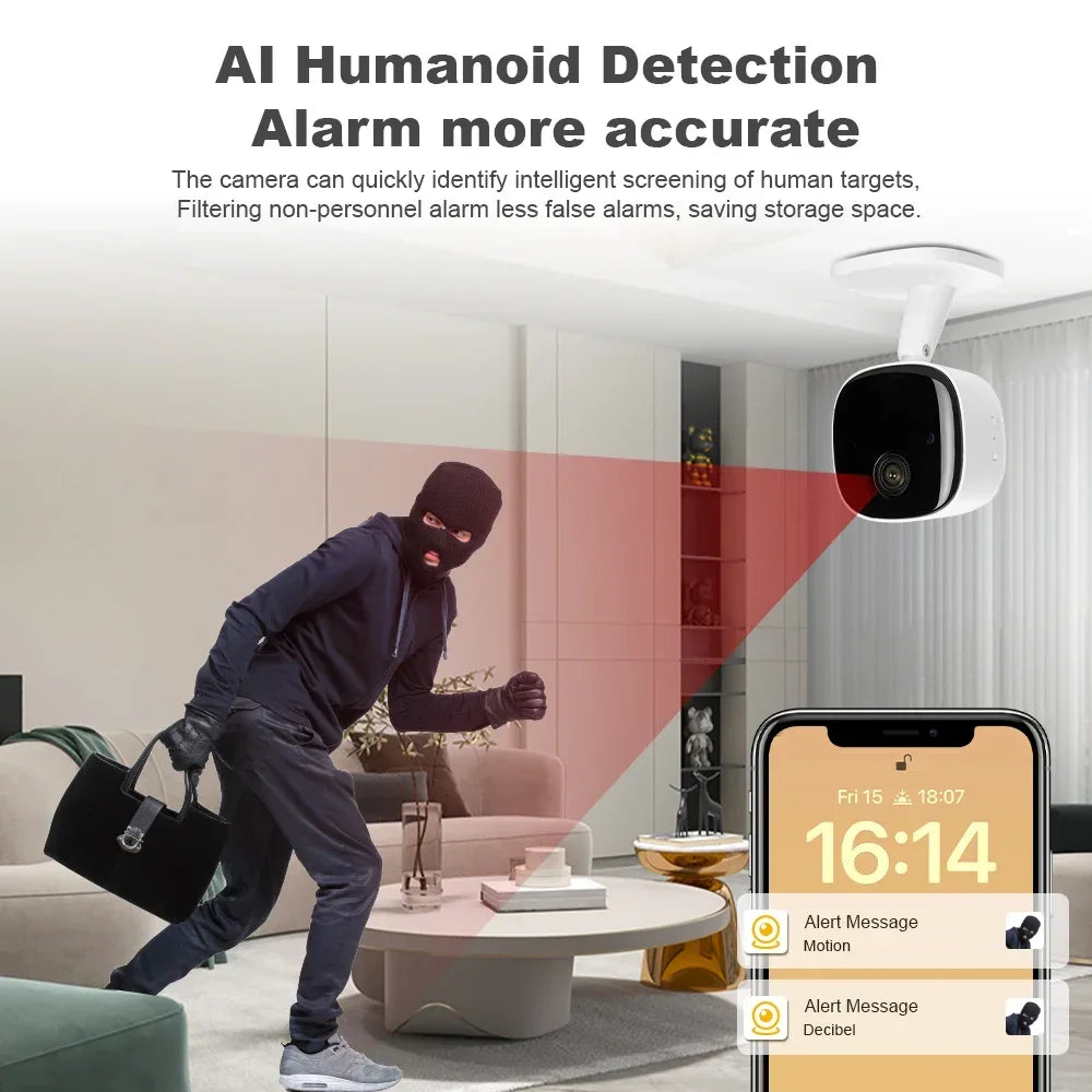 4K Security Camera Wireless Full Night Vision Wifi Monitor Waterproof Zpaxo