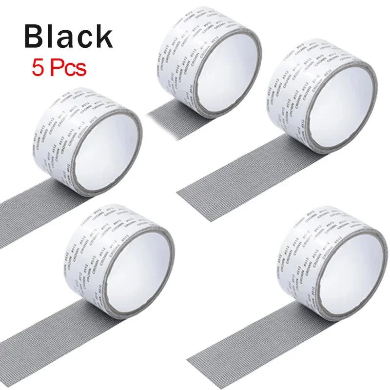 Window Screen Tape Anti-mosquito Screen Repair Subsidy Door Curtain Mosquito Net Hole Patch Repair Self-adhesive Screen Tape Zpaxo 5PCS-BLACK