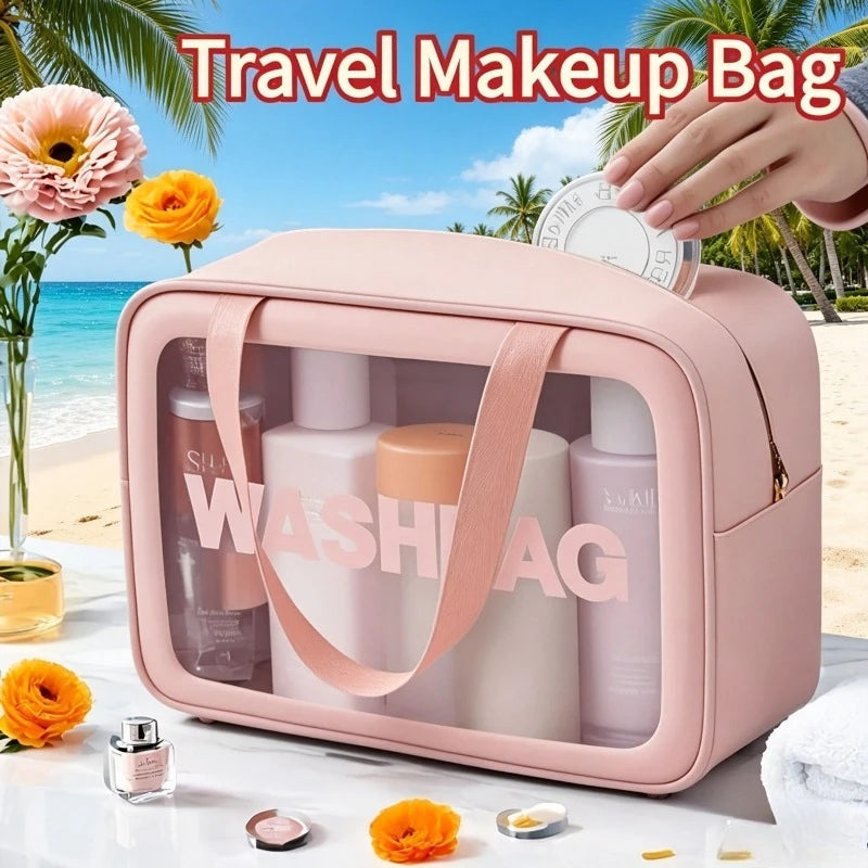 Toiletry Bag Transparent Window Spacious Easy-clean Travel Gym Daily Zpaxo