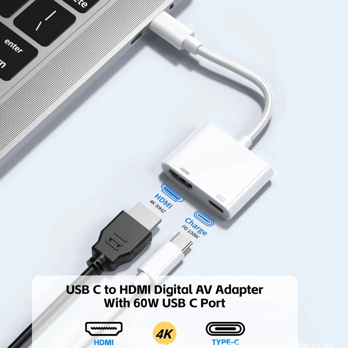 1080P HD HDMI-Compatible Projection Cable Adapter Audio Sync Screen Zpaxo