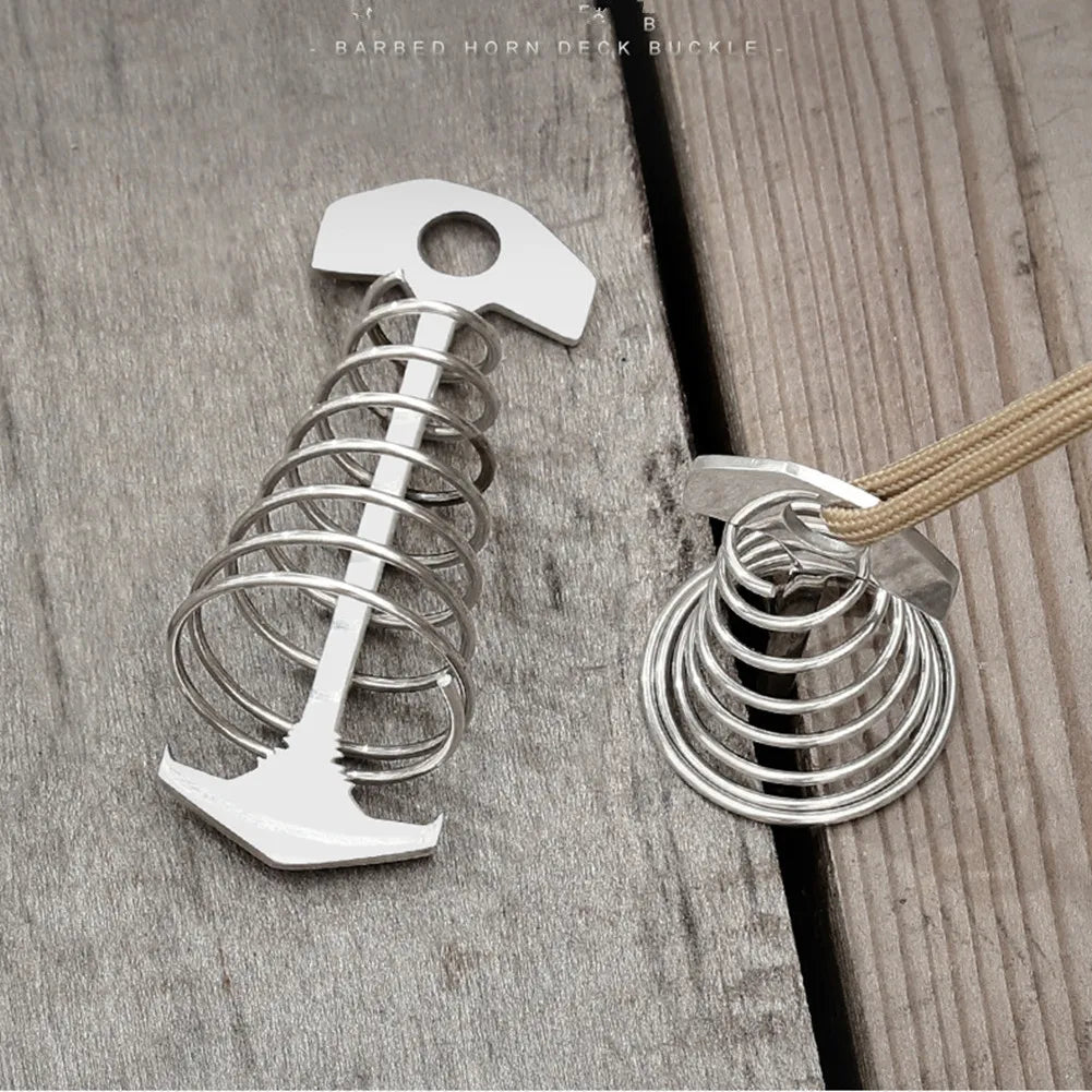Tent Pegs Rope Buckle Adjustable Plank Floor Spring Fishbone Anchor Zpaxo